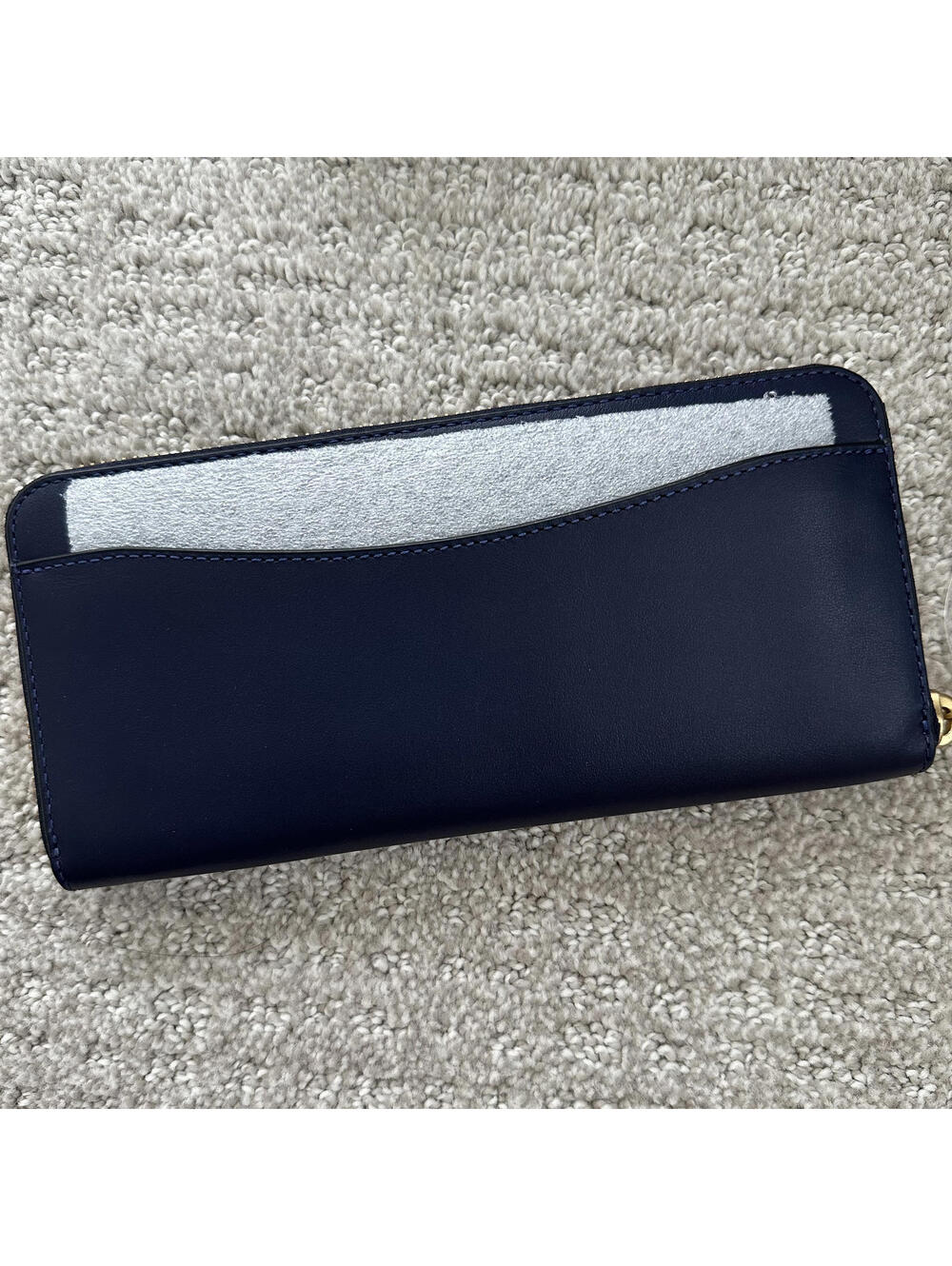 Coach Essential Calf Leather Slim Accordion Zip Wallet DARK NAVY - Picture 3 of 8